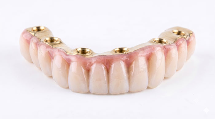 All-on-X full-arch implant prosthesis on titanium bar