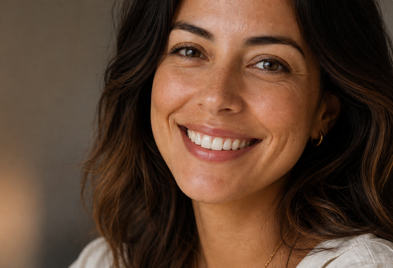 Smiling patient with beautiful dental restoration